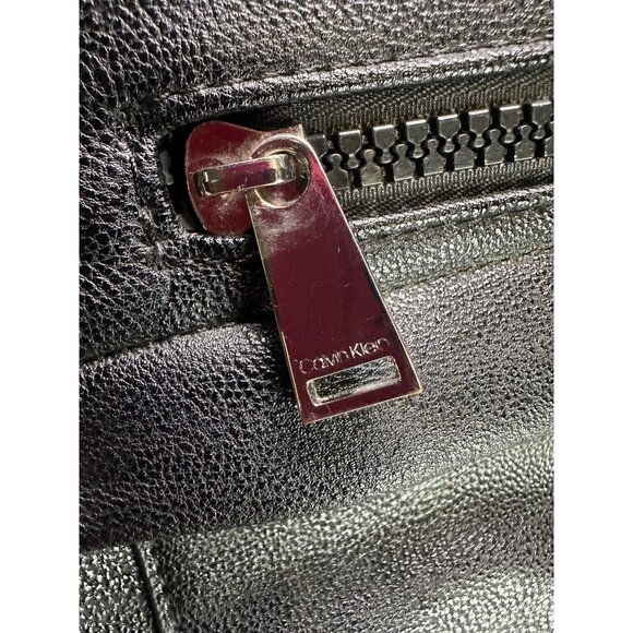Calvin Klein Backpack Faux Leather Black Zipper Luxury Bag Excellent 13" Tall - Picture 7 of 11